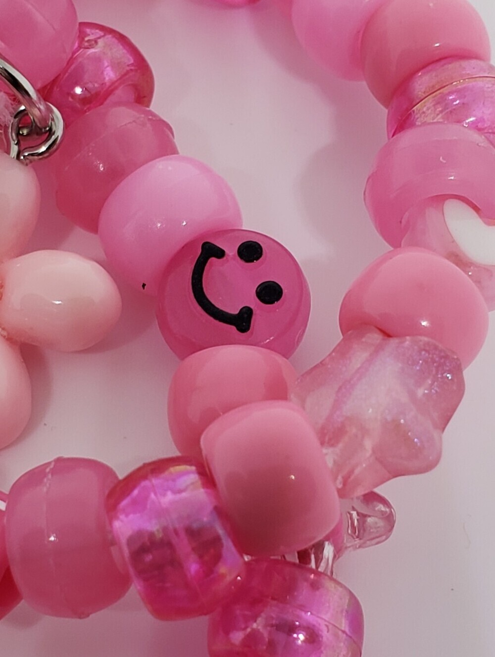 Handmade Pink UV Pretty Rave Girl Stackable Kandi Bracelets - Picture 3 of 7